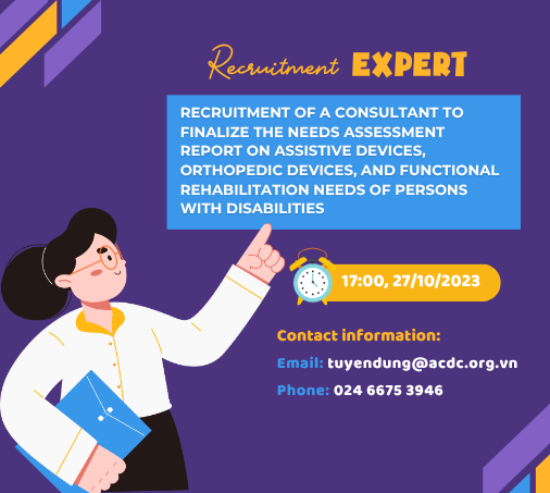 Invitation for Consultancy Services: Finalization of the Needs Assessment Report on Assistive Devices, Orthotic and Prosthetic Equipment, and Rehabilitation Support for Persons with Disabilities