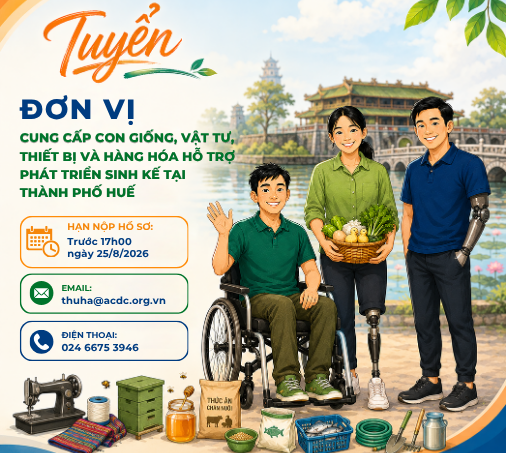 Tuyển đơn vị cung cấp cong giống, vật tư, thiết bị và hàng hóa hỗ trợ phát triển sinh kế tại thành phố Huế