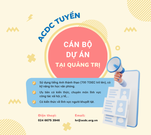 ACDC tuyển Cán bộ Dự án tại Quảng Trị